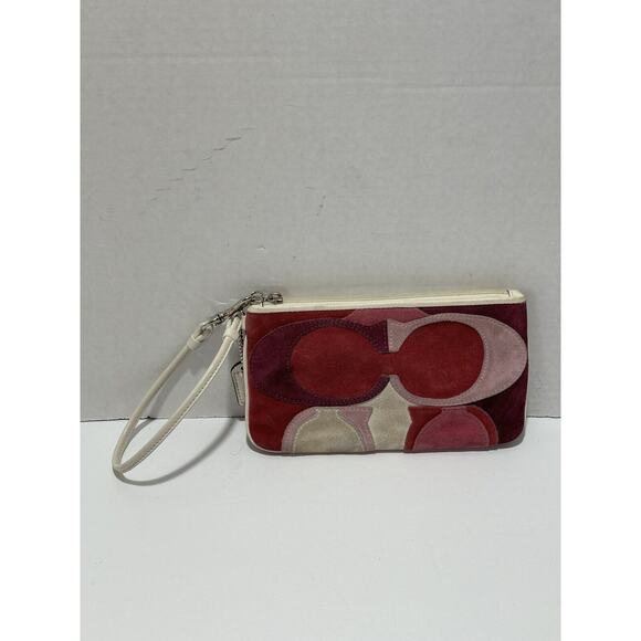 Coach Ltd Ed Op Art Multicolor Suede Leather Zipper Closure Wristlet Wallet - Picture 1 of 13
